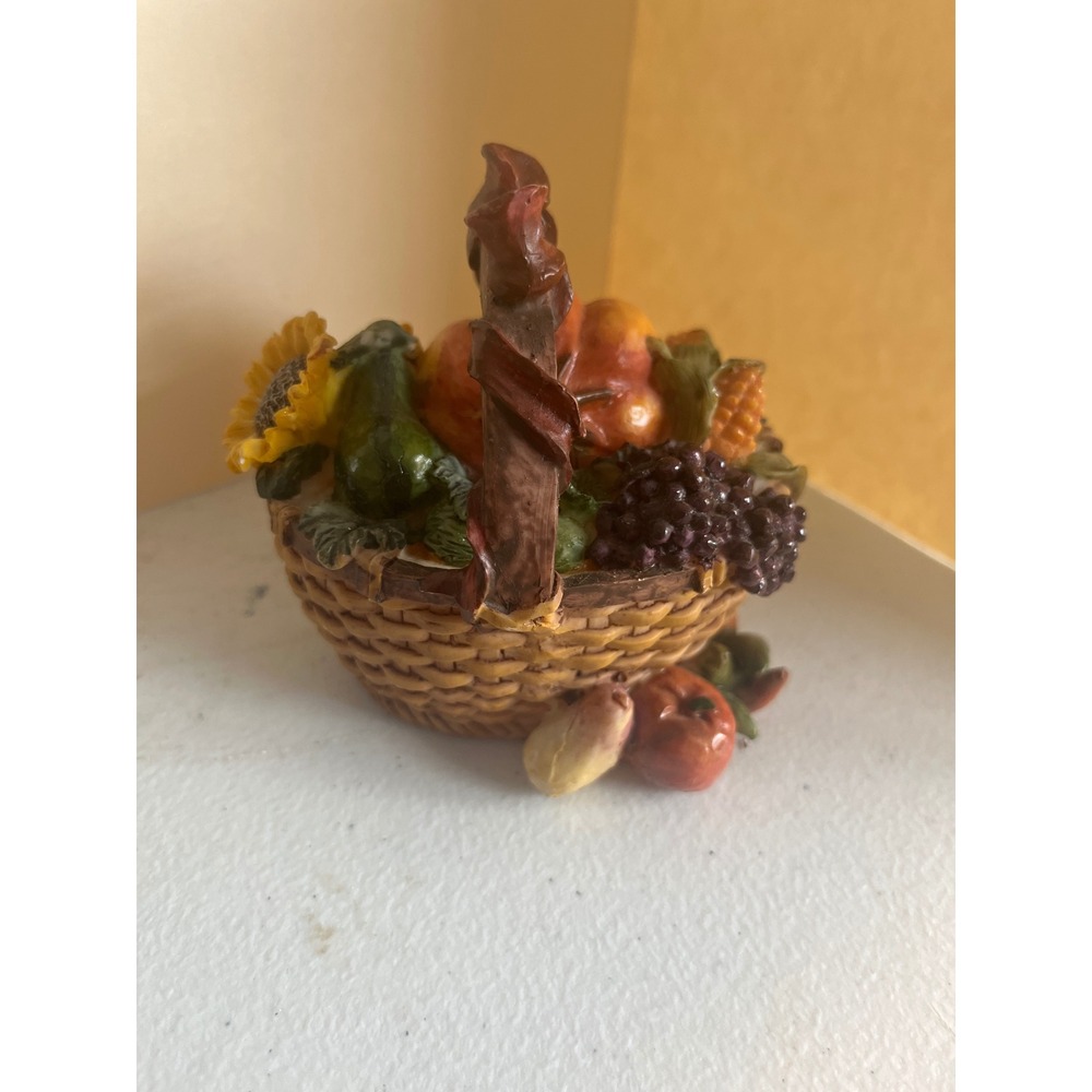 K's Collection Fall Harvest Fruit Basket Figurine Pumpkin Sunflower Decor